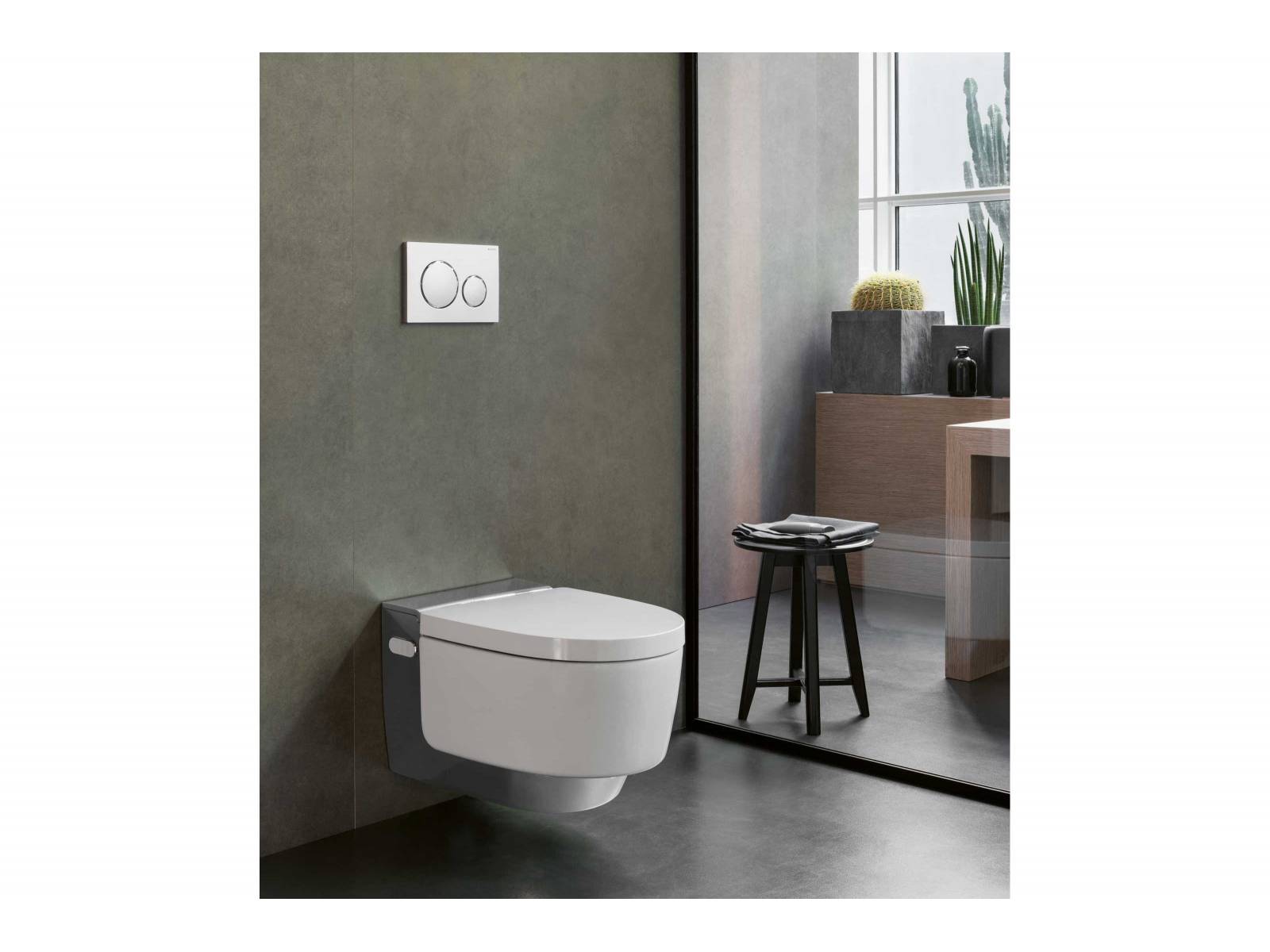 Der Schweizer Hersteller hat für jede Raumsituation das optimale Dusch-WC entwickelt. Das schwebende «Aquaclean Mera» ist nicht nur elegant, sondern bietet auch allerlei Extras wie Geruchsabsaugung, Orientierungslicht und Warmluftfön. Geberit.